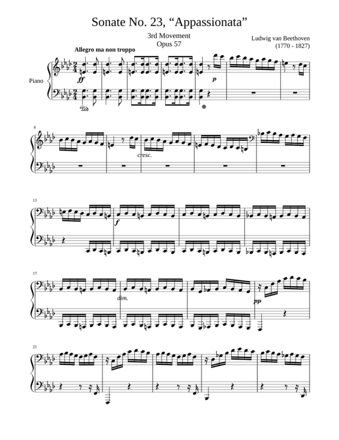 Piano Sonata No. 23 “Appassionata” Của Beethoven