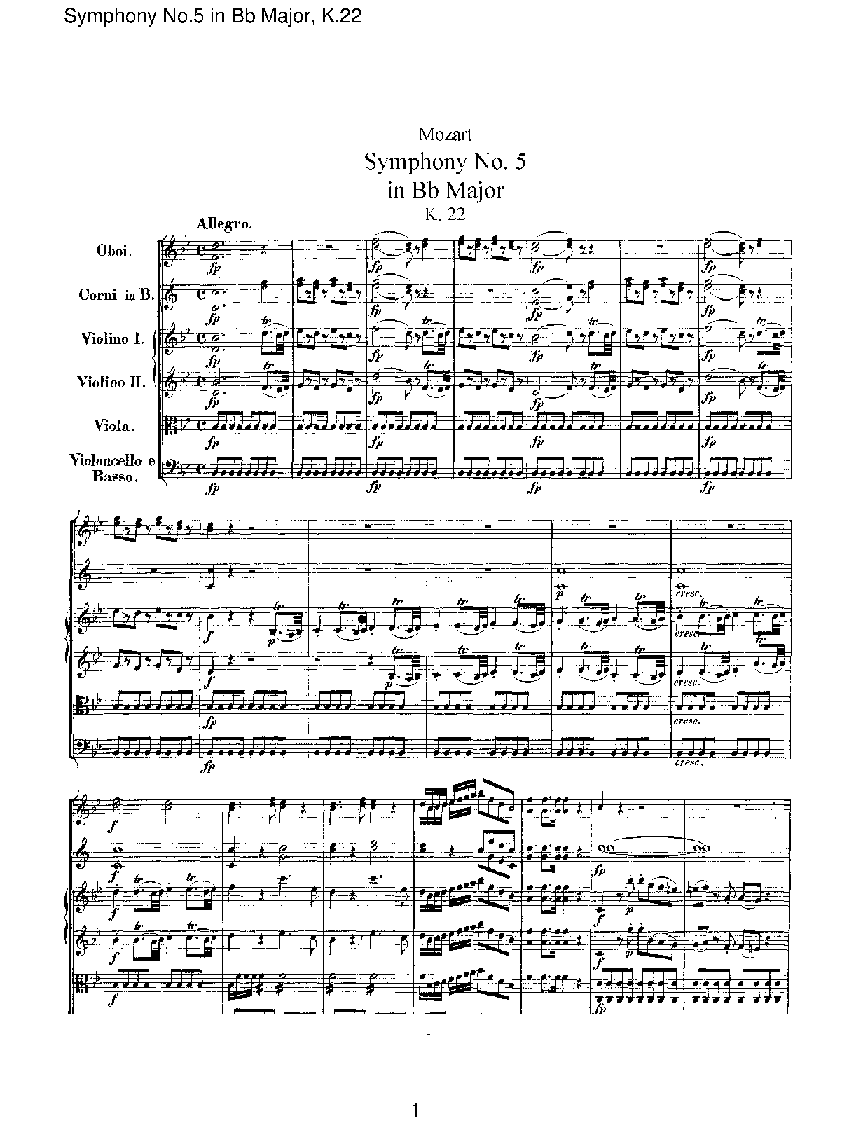 Symphony No. 5 In B-flat Major, K.22 Của Mozart