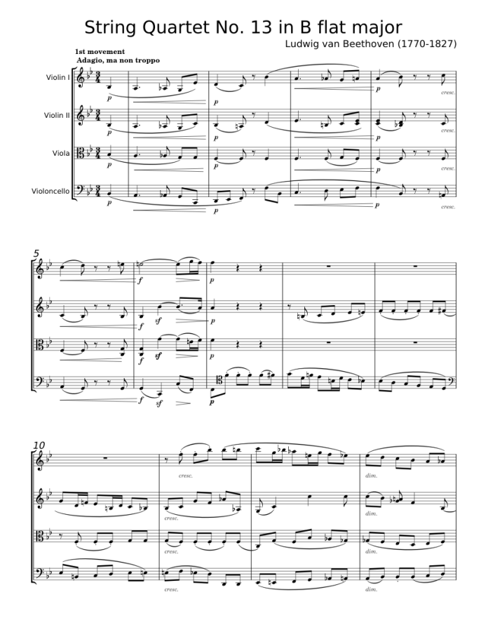 String Quartet No. 13, Op. 130 Và Große Fuge, Op. 133 Của Beethoven