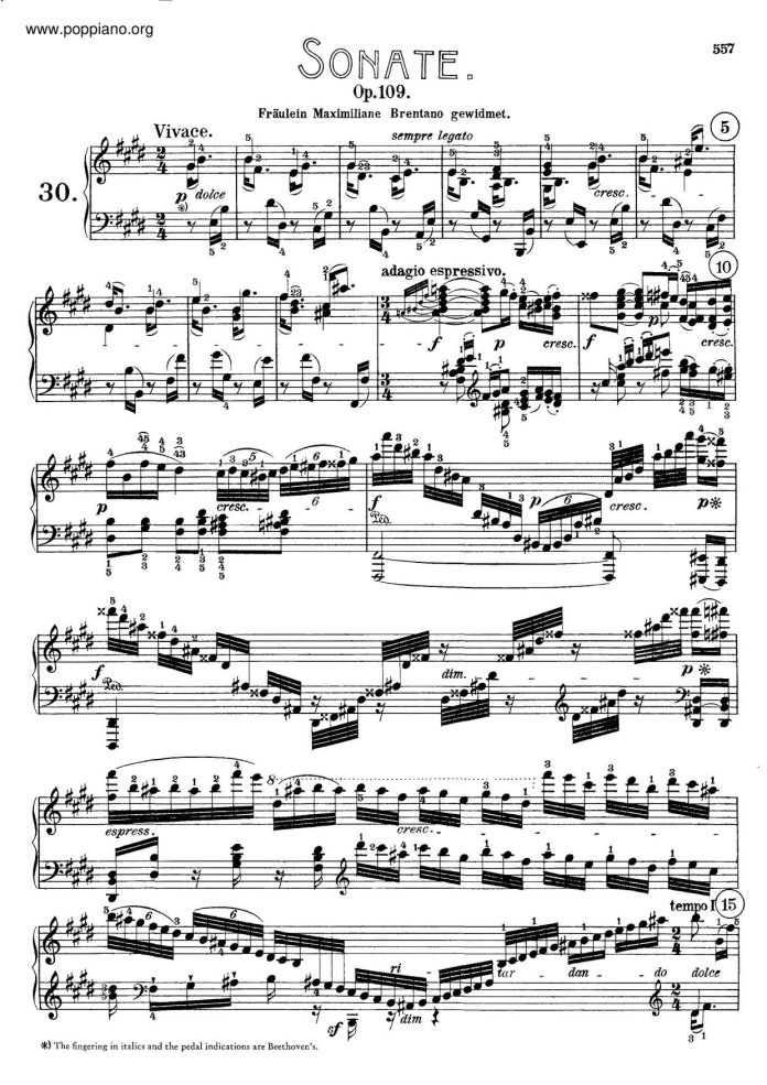 Piano Sonata No. 30, Op. 109 Của Beethoven