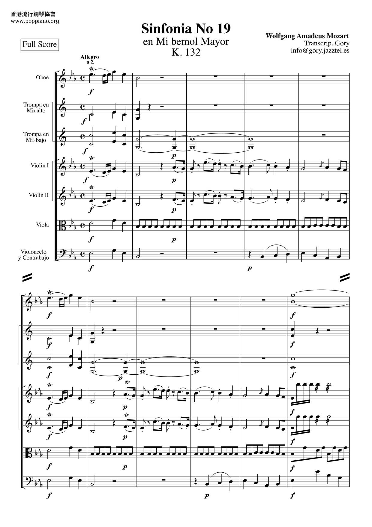 Symphony No. 19 In E-flat Major, K.132 Của Mozart