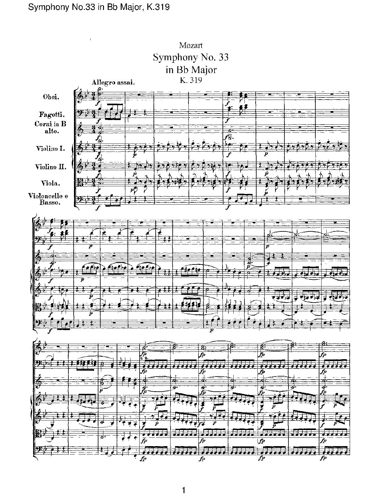 Symphony No. 33 In B-flat Major, K.319 Của Mozart